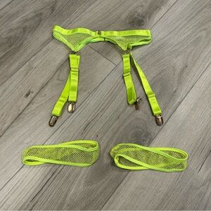 Neon Yellow Garter Belt Set